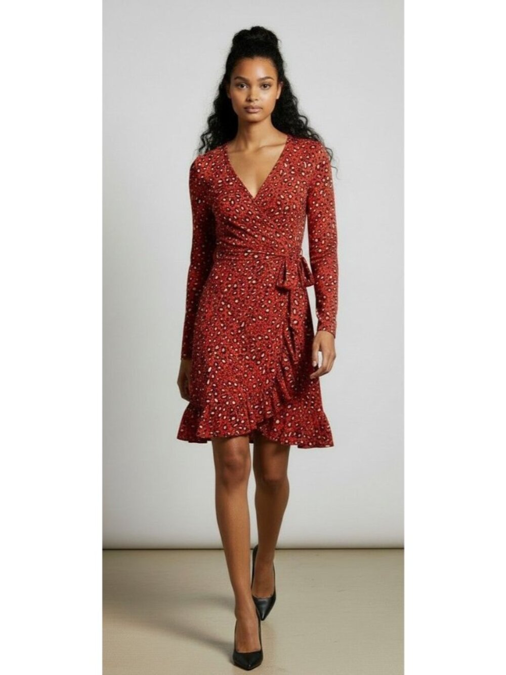 Sanctuary Emma Ruffled Wrap Dress, Red, Size M - Picture 1 of 11